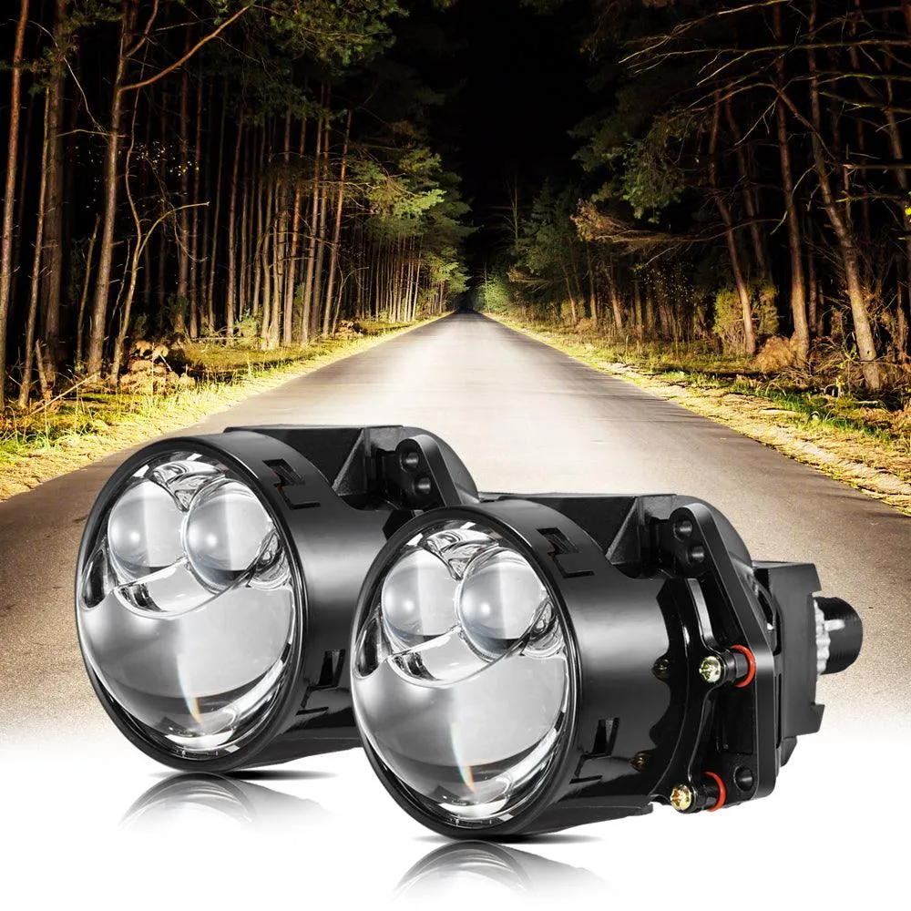 3 Inch 136W 6000K Double Hyperboloid Bi-LED Projector Lens Headlight Non-Destructive Installation Projector Lens for Car | 2PCS/Set