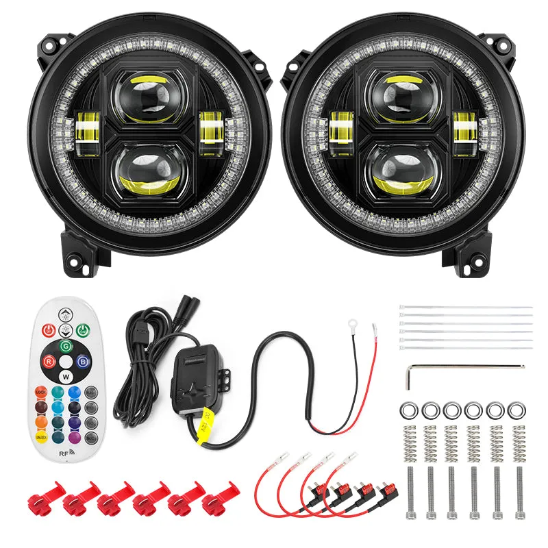 9'' RGBW LED Headlights for Jeep Wrangler JL and GLadiator JT