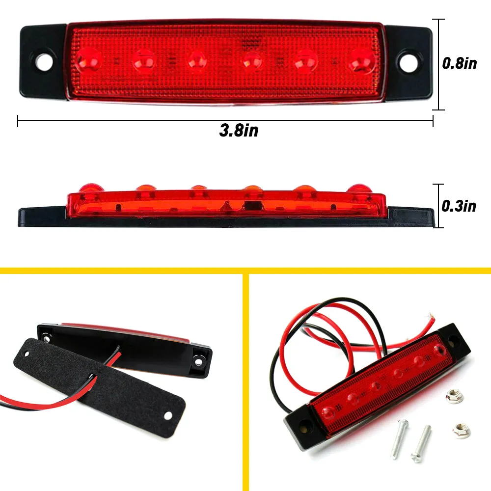 9.5cm Slim LED Side Marker Light 6LEDs Color Shell for Off-Road Jeep Rock Lamp 10pcs