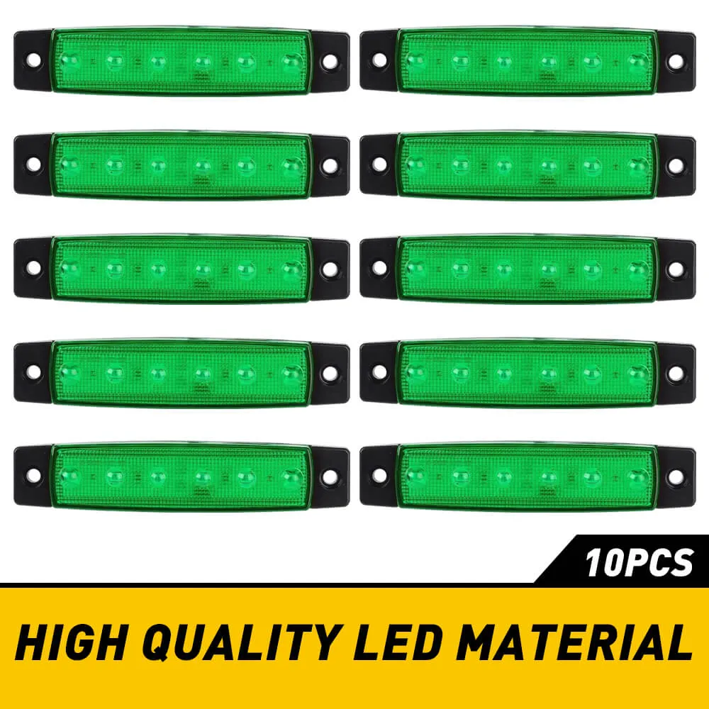 9.5cm Slim LED Side Marker Light 6LEDs Color Shell for Off-Road Jeep Rock Lamp 10pcs