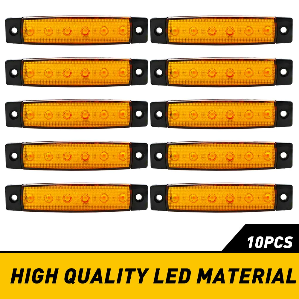 9.5cm Slim LED Side Marker Light 6LEDs Color Shell for Off-Road Jeep Rock Lamp 10pcs