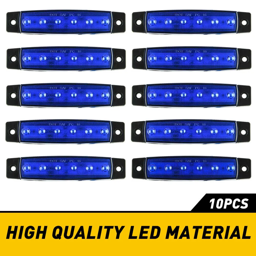 9.5cm Slim LED Side Marker Light 6LEDs Color Shell for Off-Road Jeep Rock Lamp 10pcs