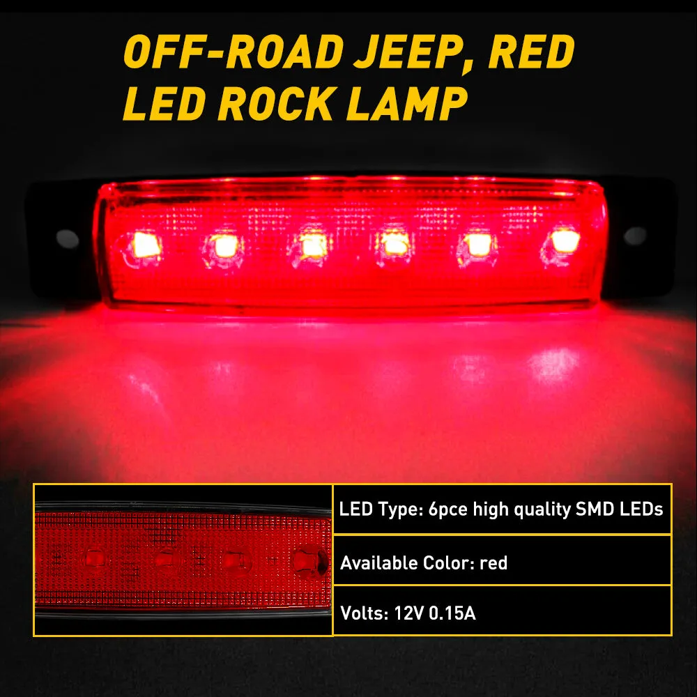9.5cm Slim LED Side Marker Light 6LEDs Color Shell for Off-Road Jeep Rock Lamp 10pcs