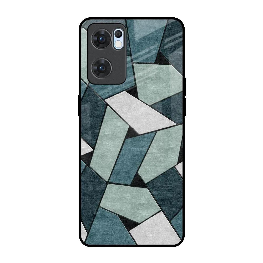 Abstact Tiles Glass Case for Oppo Reno7 5G