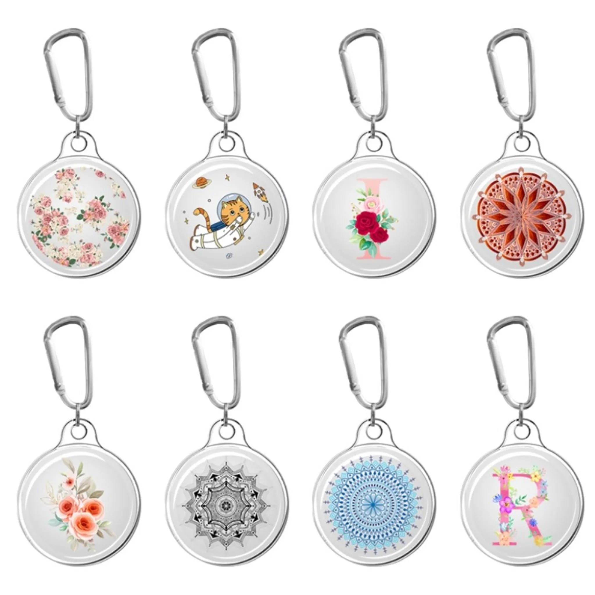 AirTags unique pattern cover with key ring - Vintage Flowers