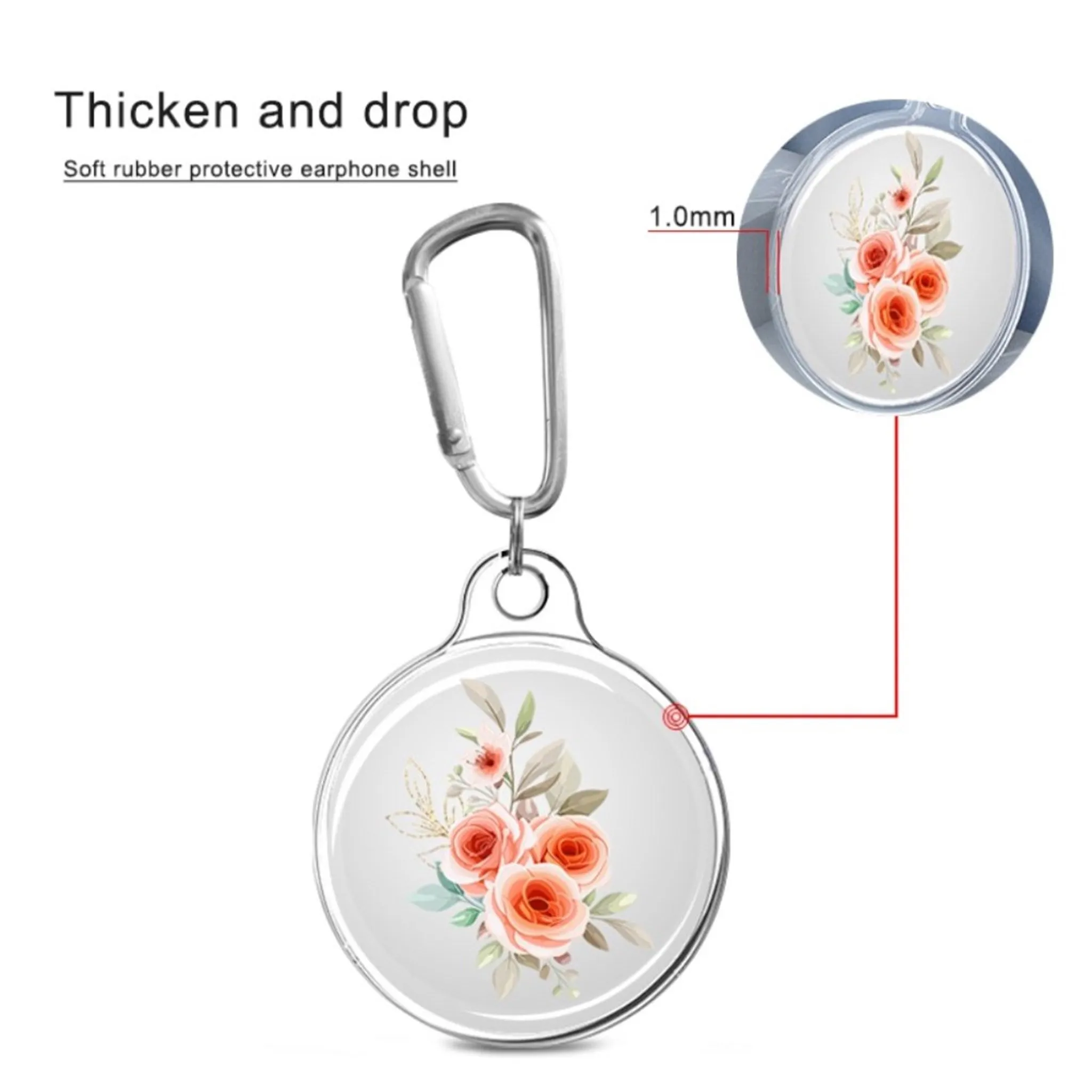 AirTags unique pattern cover with key ring - Vintage Flowers