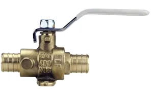 Apollo APXV34WD Ball Valve with Drain and Mounting Pad, 3/4 in Connection, Barb, 200 psi Pressure, Lever Actuator :EA: QUANTITY: 1