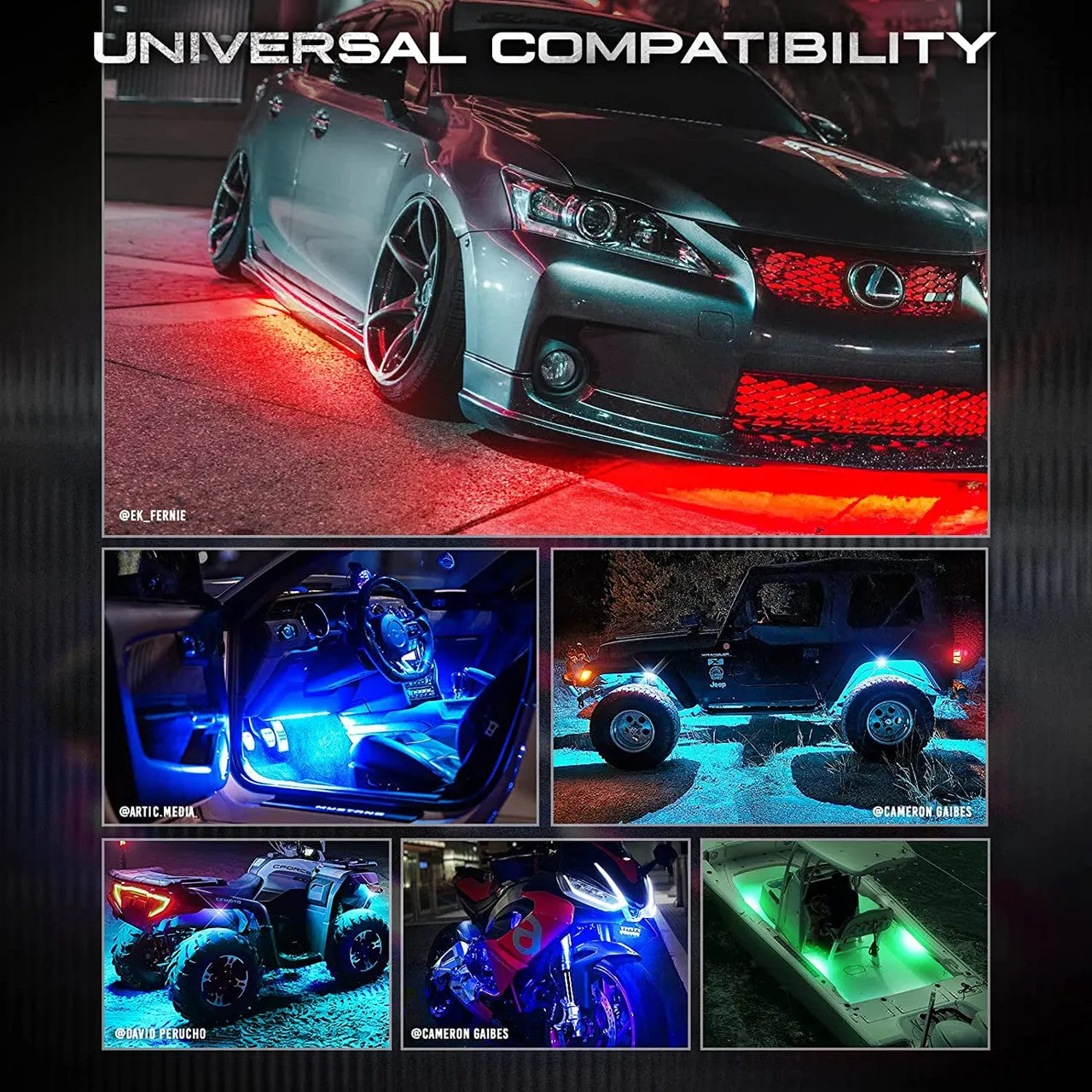 AURA Flexible LED Underglow Lighting Strip Kit