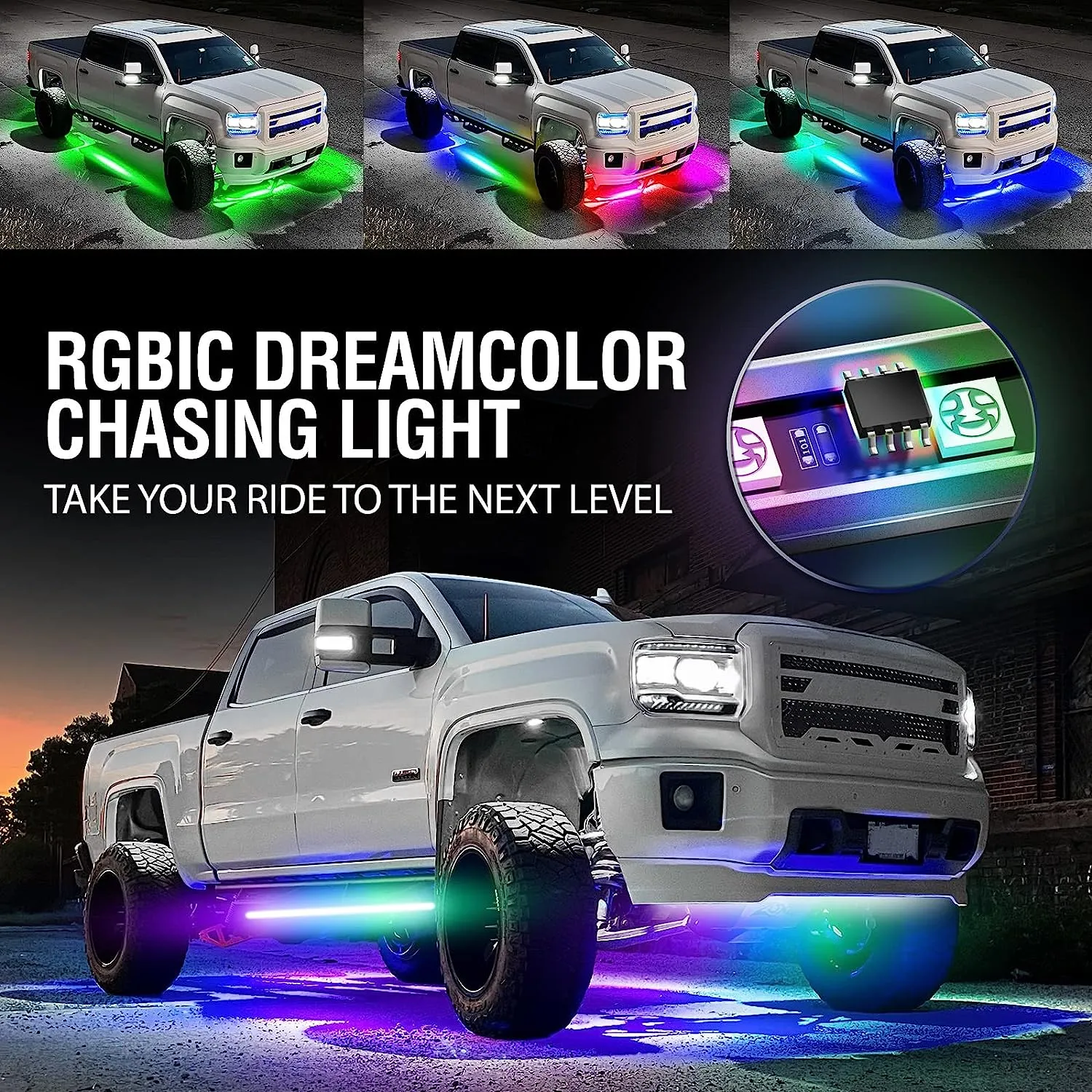 AURA LED Lighting Kit for Truck Bundle (DreamColor Underglow LED Kit - Remote Control   Tailgate Triple Light Bar   Sidekick LED Kit)