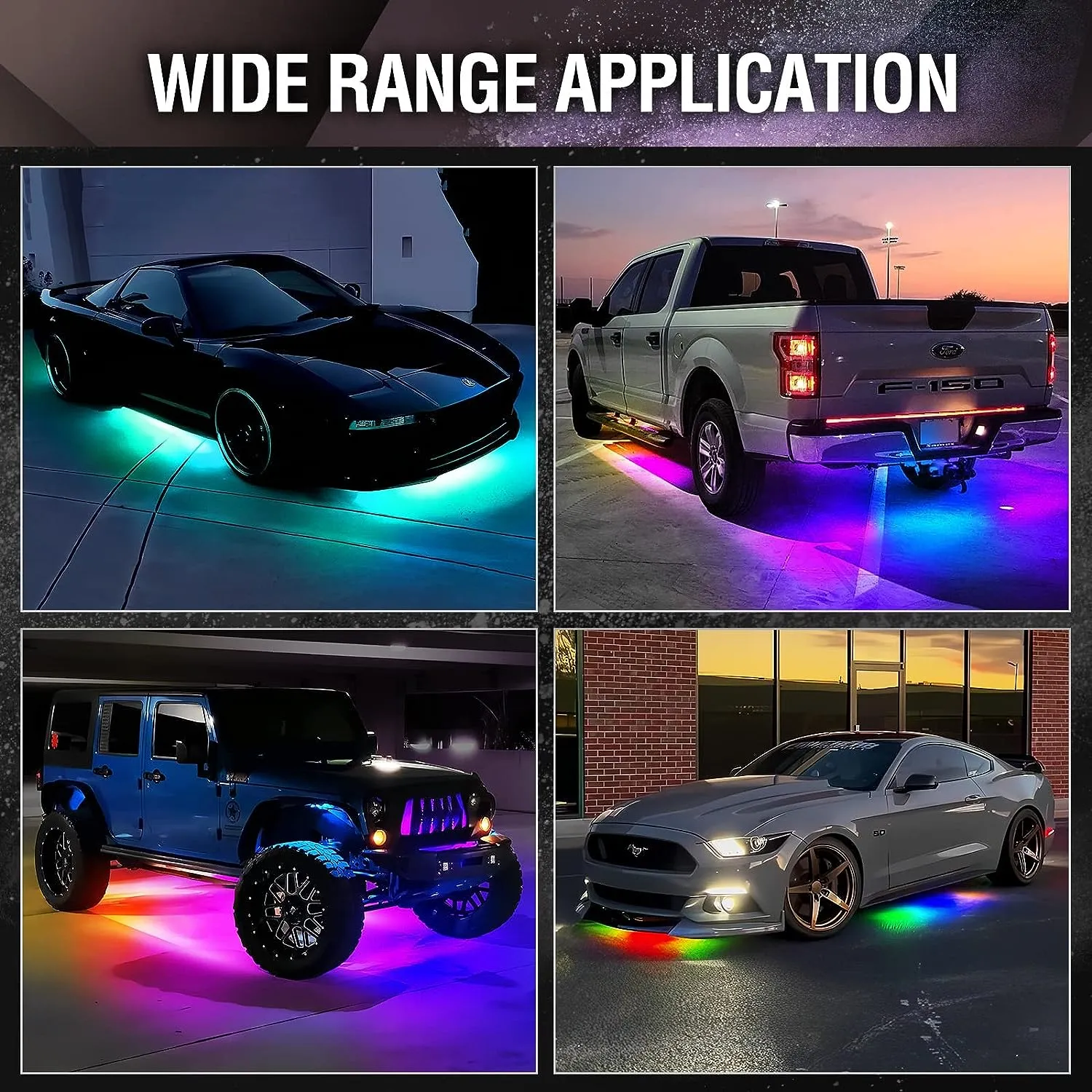 AURA LED Lighting Kit for Truck Bundle (DreamColor Underglow LED Kit - Remote Control   Tailgate Triple Light Bar   Sidekick LED Kit)
