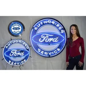 AUTHORIZED FORD SERVICE 36 INCH NEON SIGN IN METAL CAN
