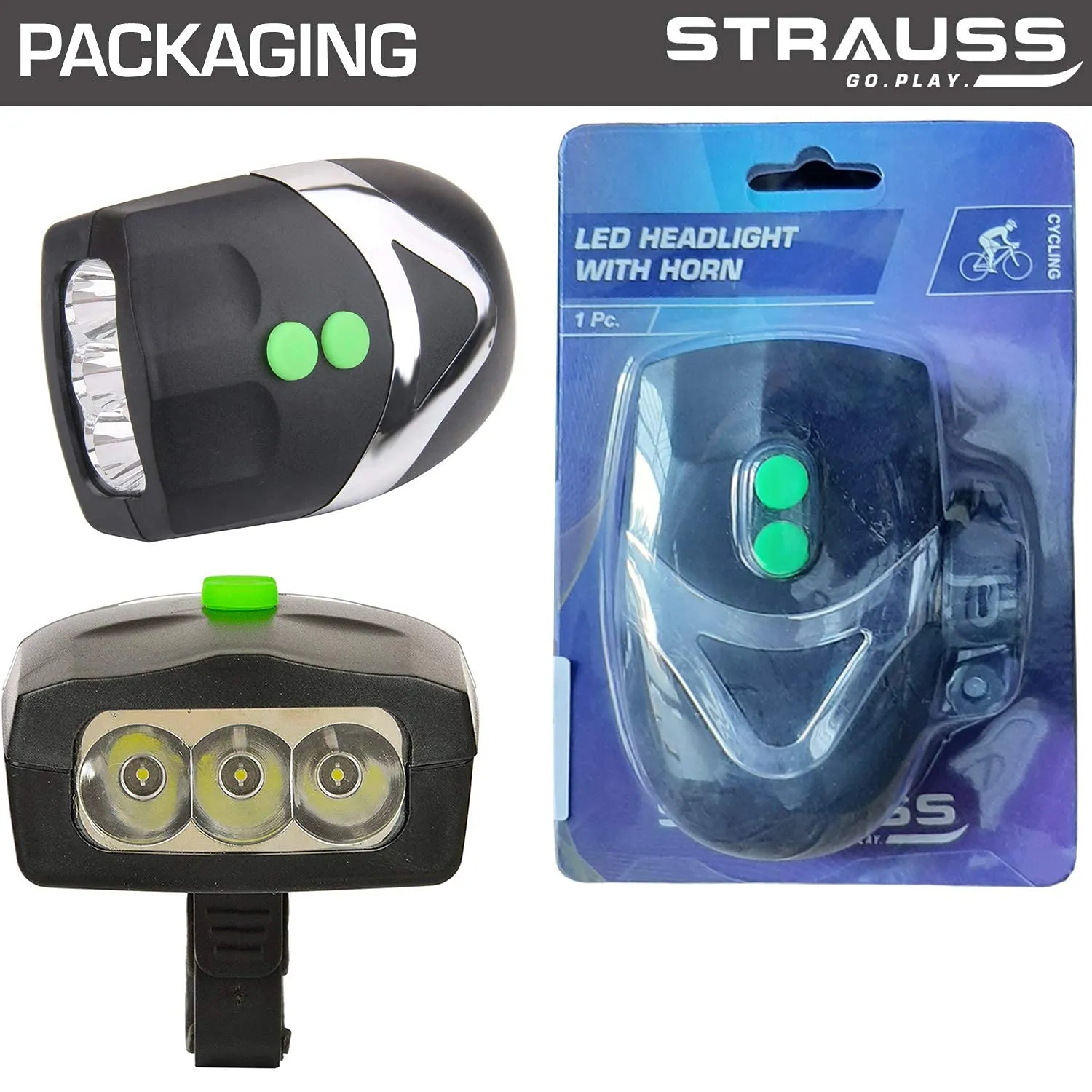 Bicycle LED Light and Horn | Cycle Horn | Bicycle Headlight (Pack of 2)