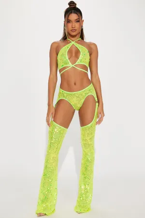 Dancing Under The Lights Sequins Dance Top - Neon Yellow