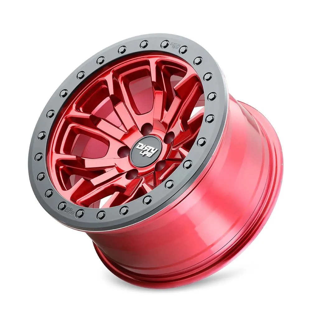 Dirty Life Wheels 9303 DT-1 Dual-Tek Series Crimson Candy Red Wheel with Simulated Beadlock Ring 9303-7936R12