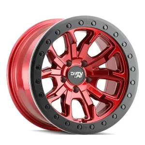 Dirty Life Wheels 9303 DT-1 Dual-Tek Series Crimson Candy Red Wheel with Simulated Beadlock Ring 9303-7936R12