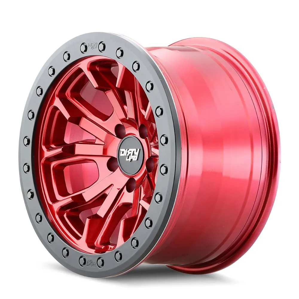 Dirty Life Wheels 9303 DT-1 Dual-Tek Series Crimson Candy Red Wheel with Simulated Beadlock Ring 9303-7936R12