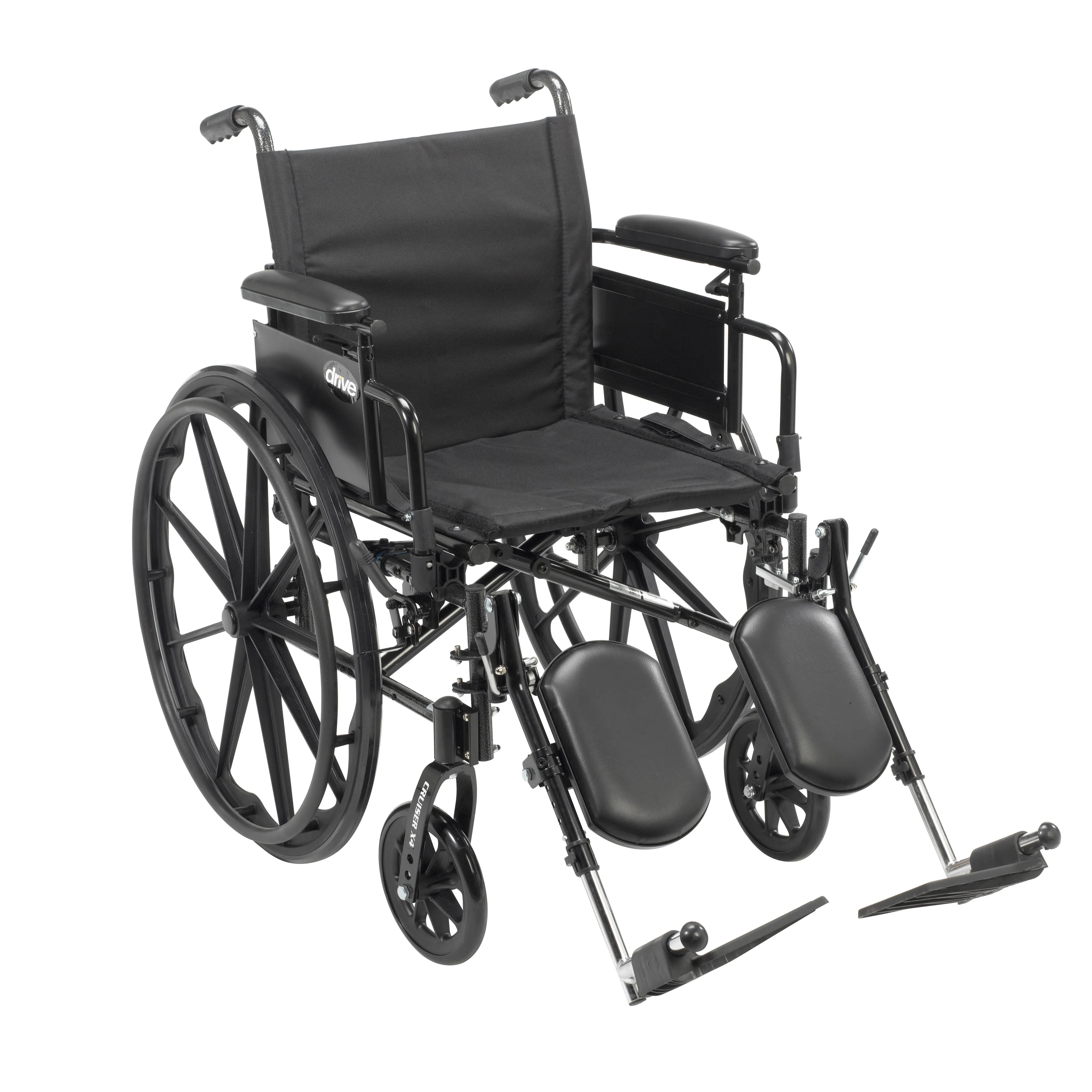 Drive Medical cx416adda-elr Cruiser X4 Lightweight Dual Axle Wheelchair with Adjustable Detachable Arms, Desk Arms, Elevating Leg Rests, 16" Seat