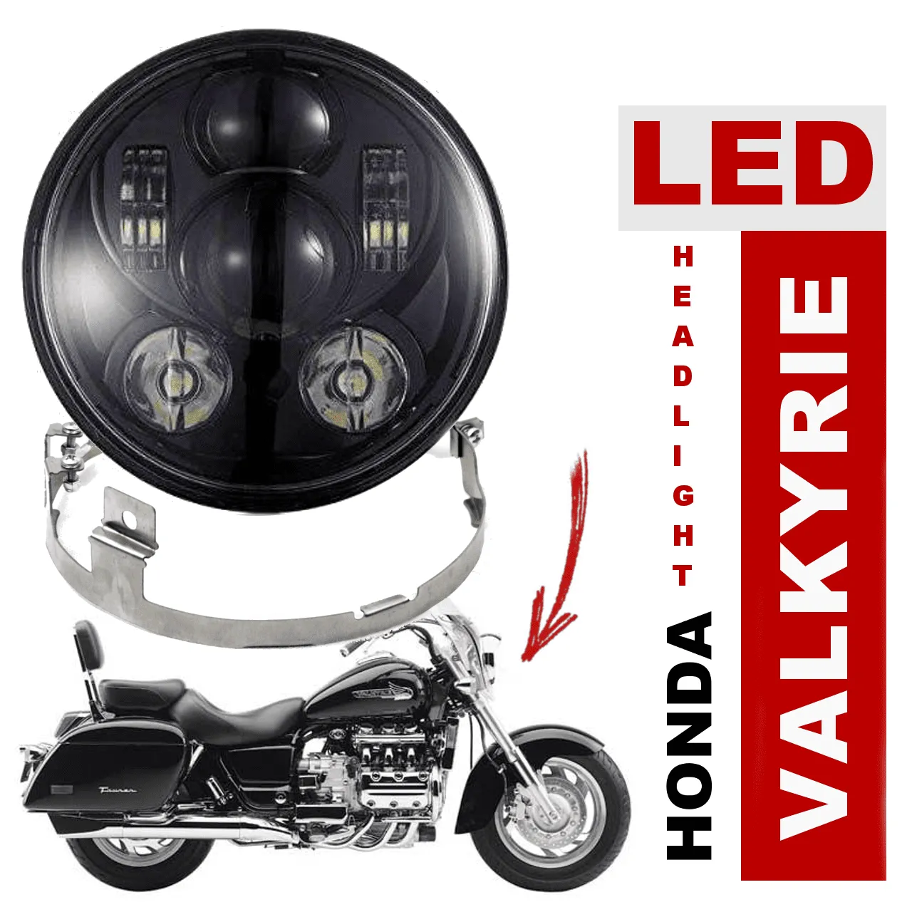 Eagle Lights 1997-2003 Honda Valkyrie Standard and Touring Models Round Projection LED Headlight