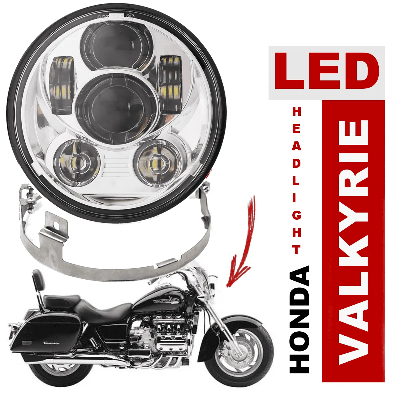 Eagle Lights 1997-2003 Honda Valkyrie Standard and Touring Models Round Projection LED Headlight