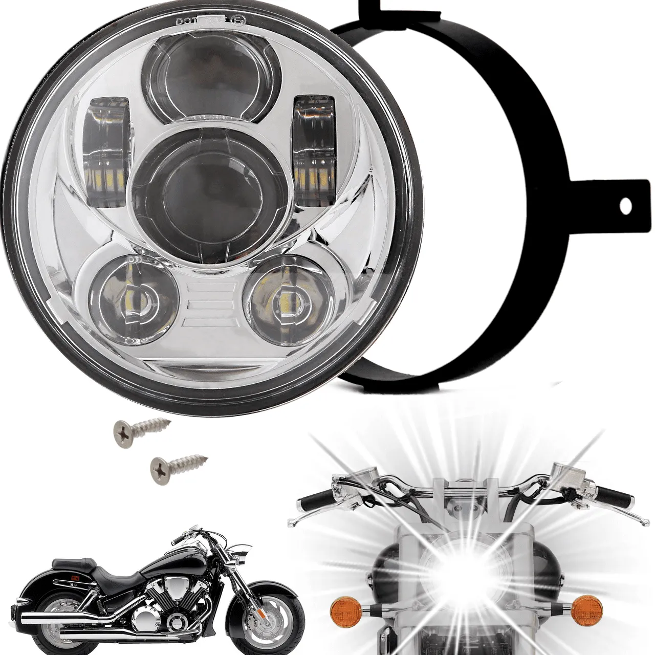 Eagle Lights Generation III LED Headlight For Honda VTX 1300 and 1800 - Includes VTX Bracket and Hardware