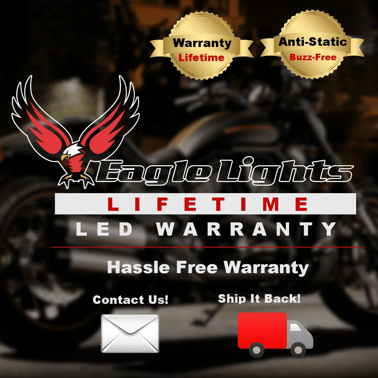 Eagle Lights Generation III LED Headlight For Honda VTX 1300 and 1800 - Includes VTX Bracket and Hardware