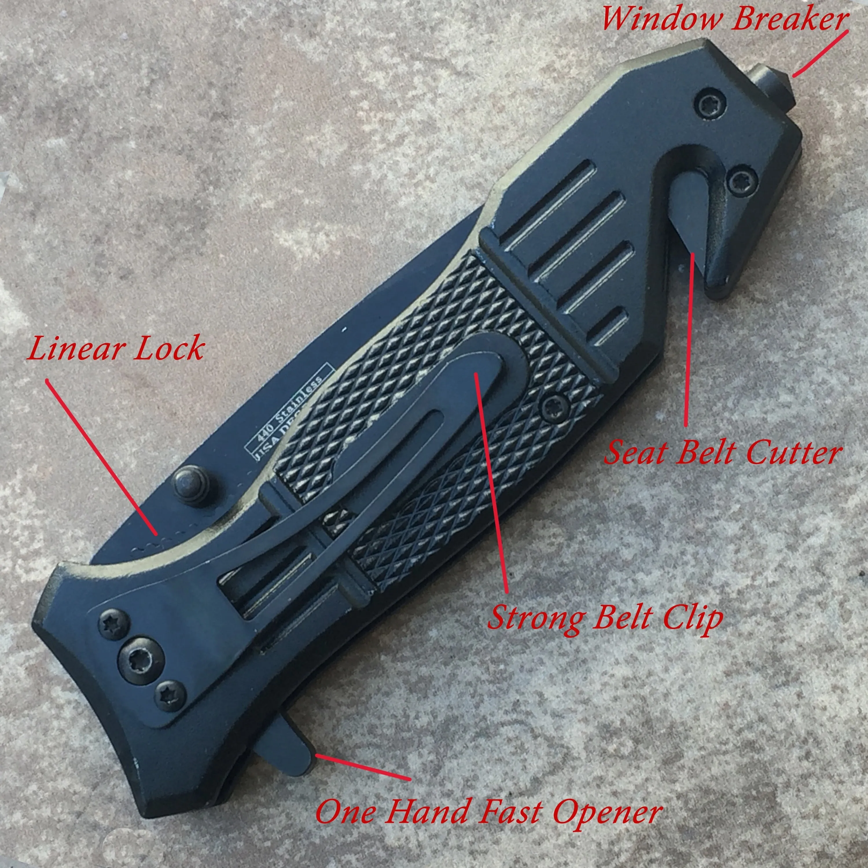 Falcon 7 3/4" Spring Assisted Knife with Geometric Pattern ABS Handle