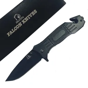 Falcon 7 3/4" Spring Assisted Knife with Geometric Pattern ABS Handle