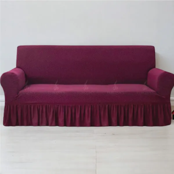 Frill Style Micro Mesh Sofa Cover (Maroon Color)