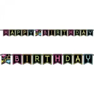 Glow Party Happy Birthday Banner 15cm x 270cm Each