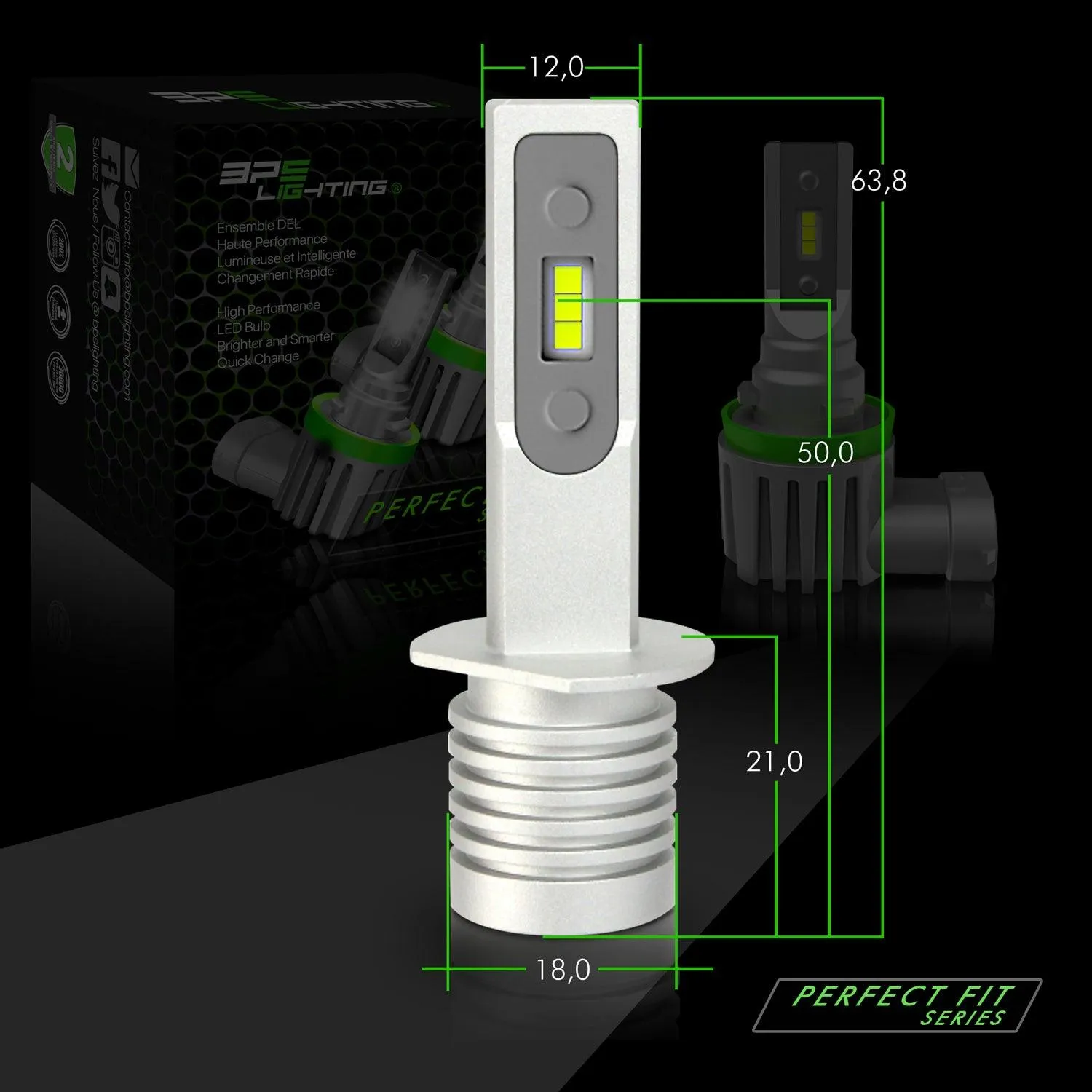 H1 Perfect Fit Series LED Headlight Bulbs 8000 Lumens