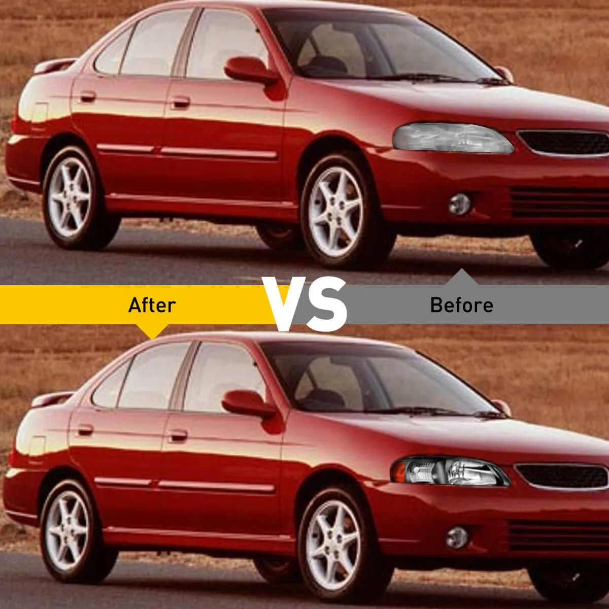 Headlight Assembly for 2000-2003 Nissan Sentra Black Housing with Amber Reflector