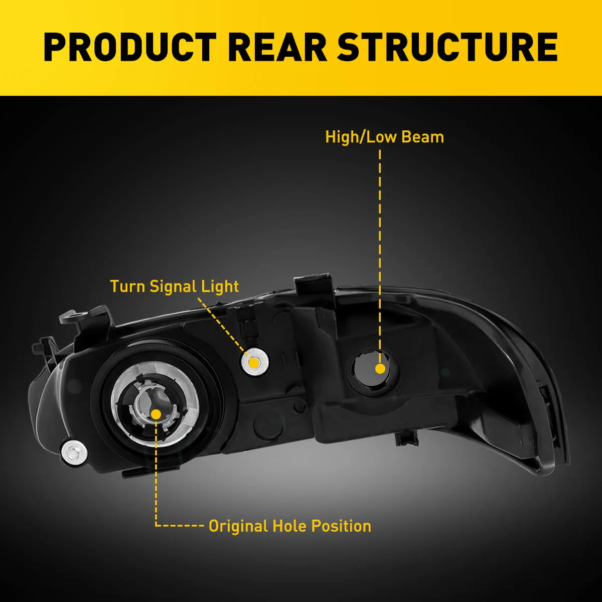 Headlight Assembly for 2000-2003 Nissan Sentra Black Housing with Amber Reflector