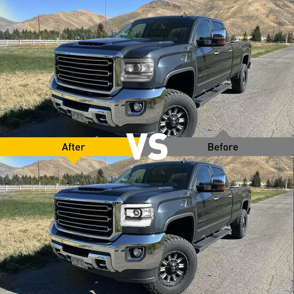 Headlight Assembly for 2014-2018 GMC Sierra 1500, 2015-2019 Sierra 2500HD/3500HD with Projector and DRL