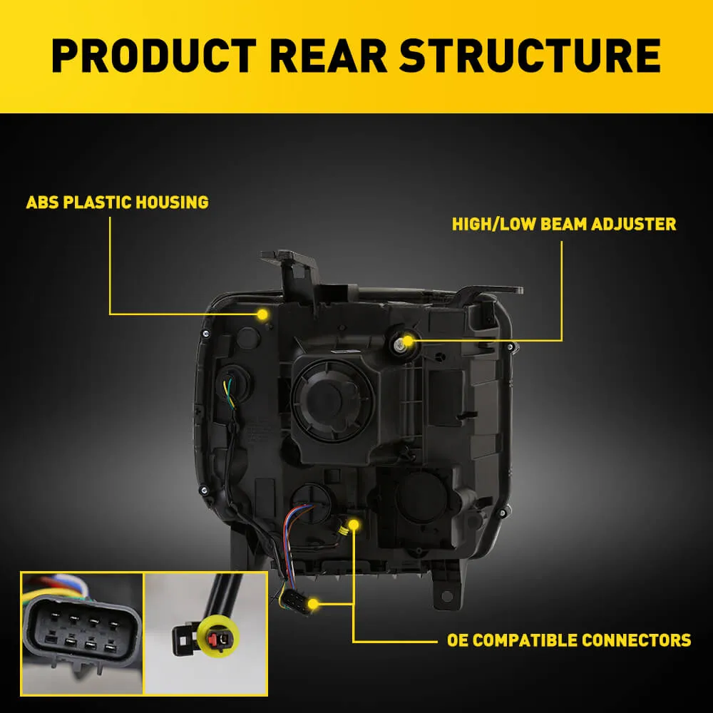 Headlight Assembly for 2014-2018 GMC Sierra 1500, 2015-2019 Sierra 2500HD/3500HD with Projector and DRL
