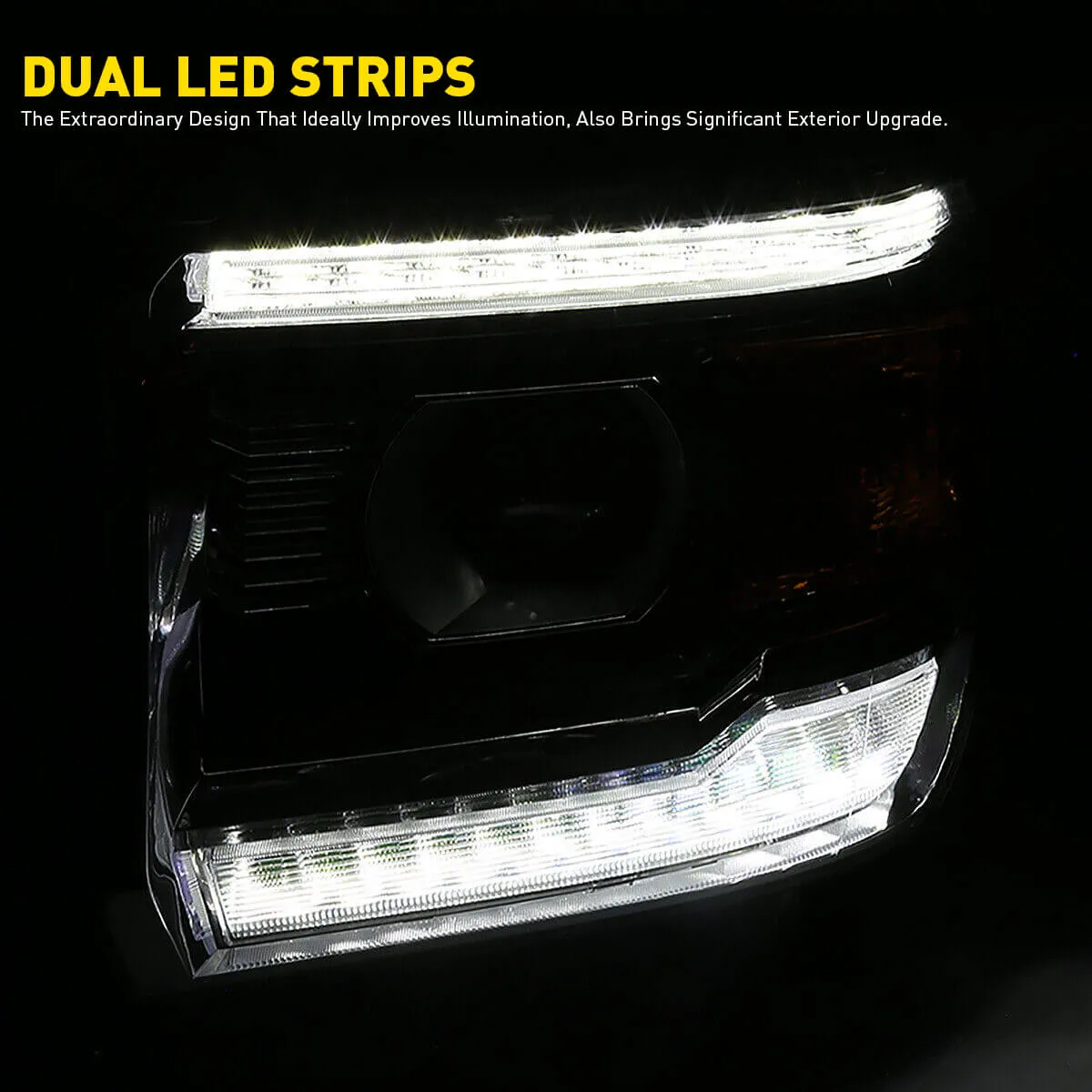 Headlight Assembly for 2014-2018 GMC Sierra 1500, 2015-2019 Sierra 2500HD/3500HD with Projector and DRL