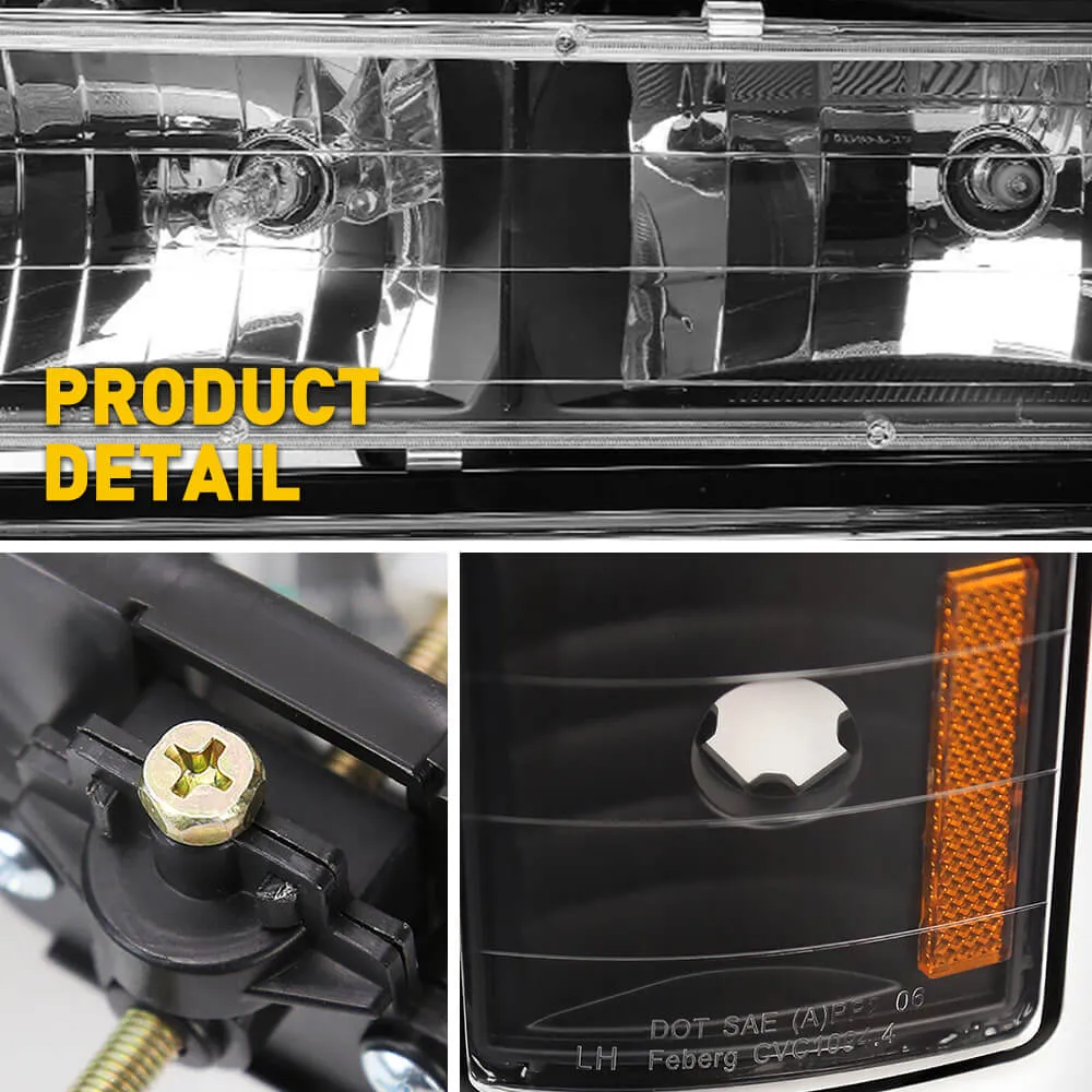 Headlights Assembly Compatible with 1994-1998 Chevy Silverado, Tahoe, Suburban, C10, C/K 1500/2500/3500  - Driver Side and Passenger Side