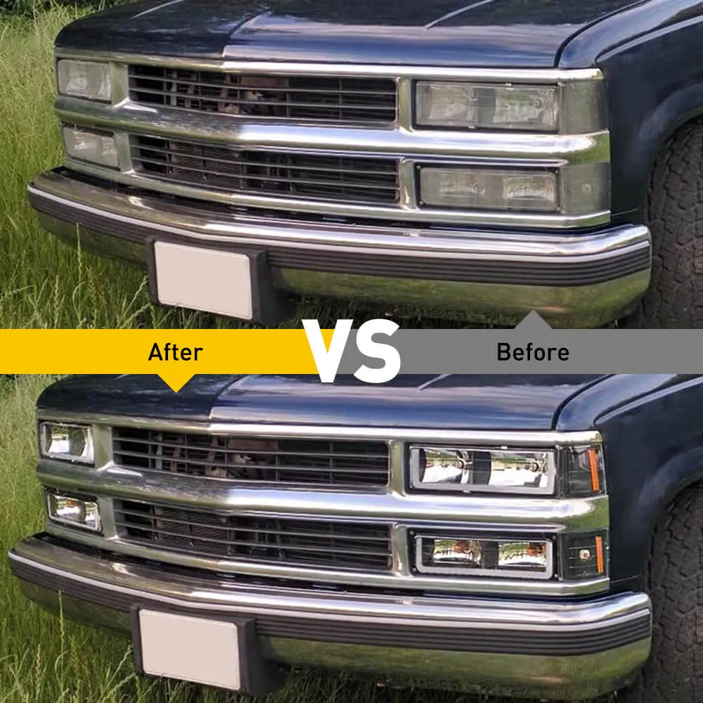 Headlights Assembly Compatible with 1994-1998 Chevy Silverado, Tahoe, Suburban, C10, C/K 1500/2500/3500  - Driver Side and Passenger Side