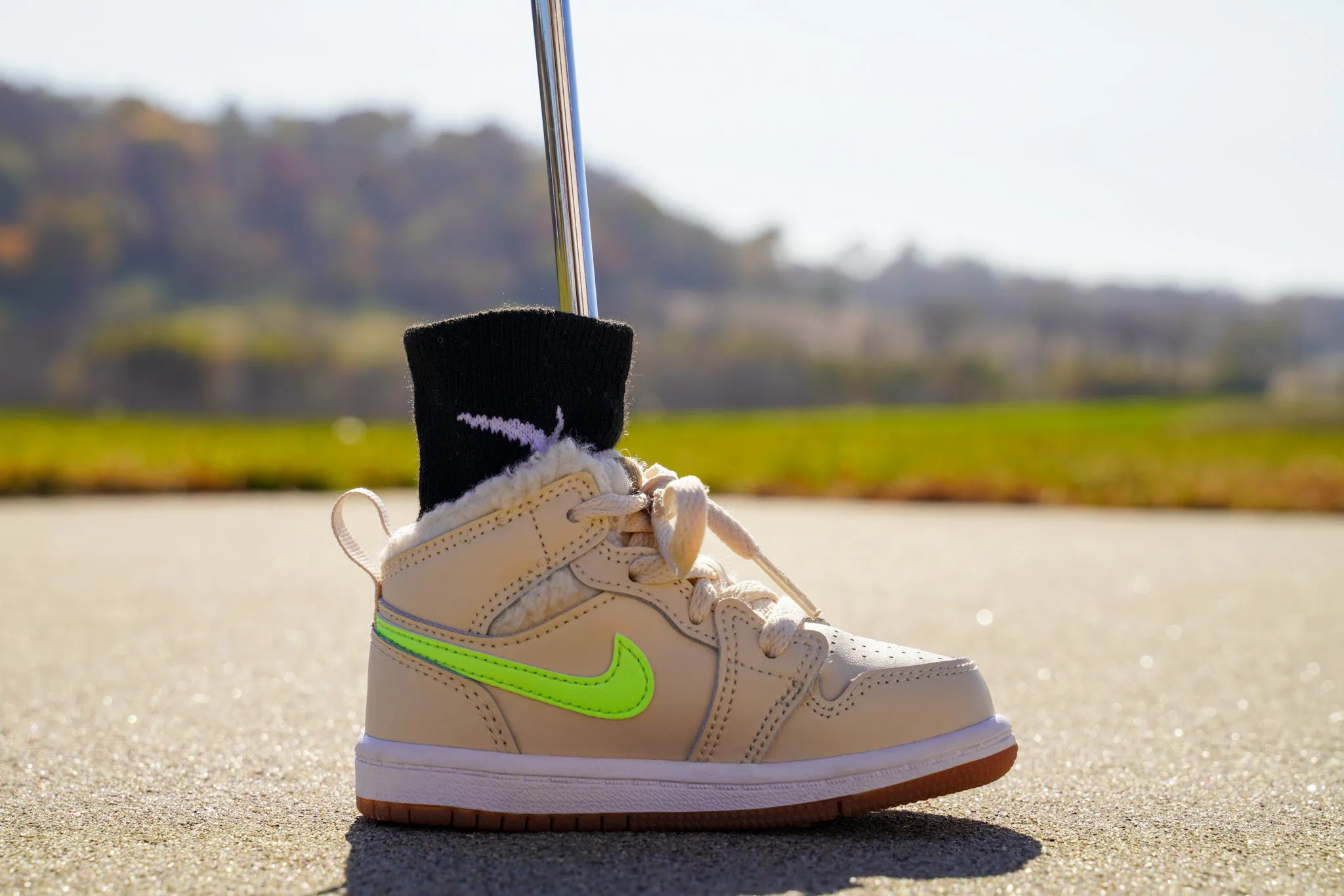 Jordan 1 Mid Fleece Utility [PEARL BLUE LIME] Standing Sneaker Putter Cover