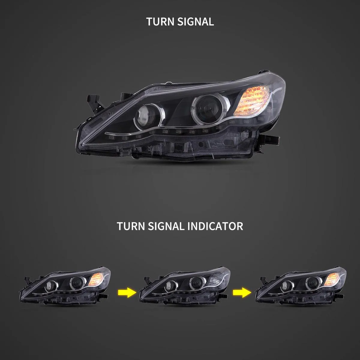 LED Headlight Assembly Dual Beam Projector Black For 2009-2013 Toyota Reiz/Mark X 2th Gen (GRX130) Pre-Facelift