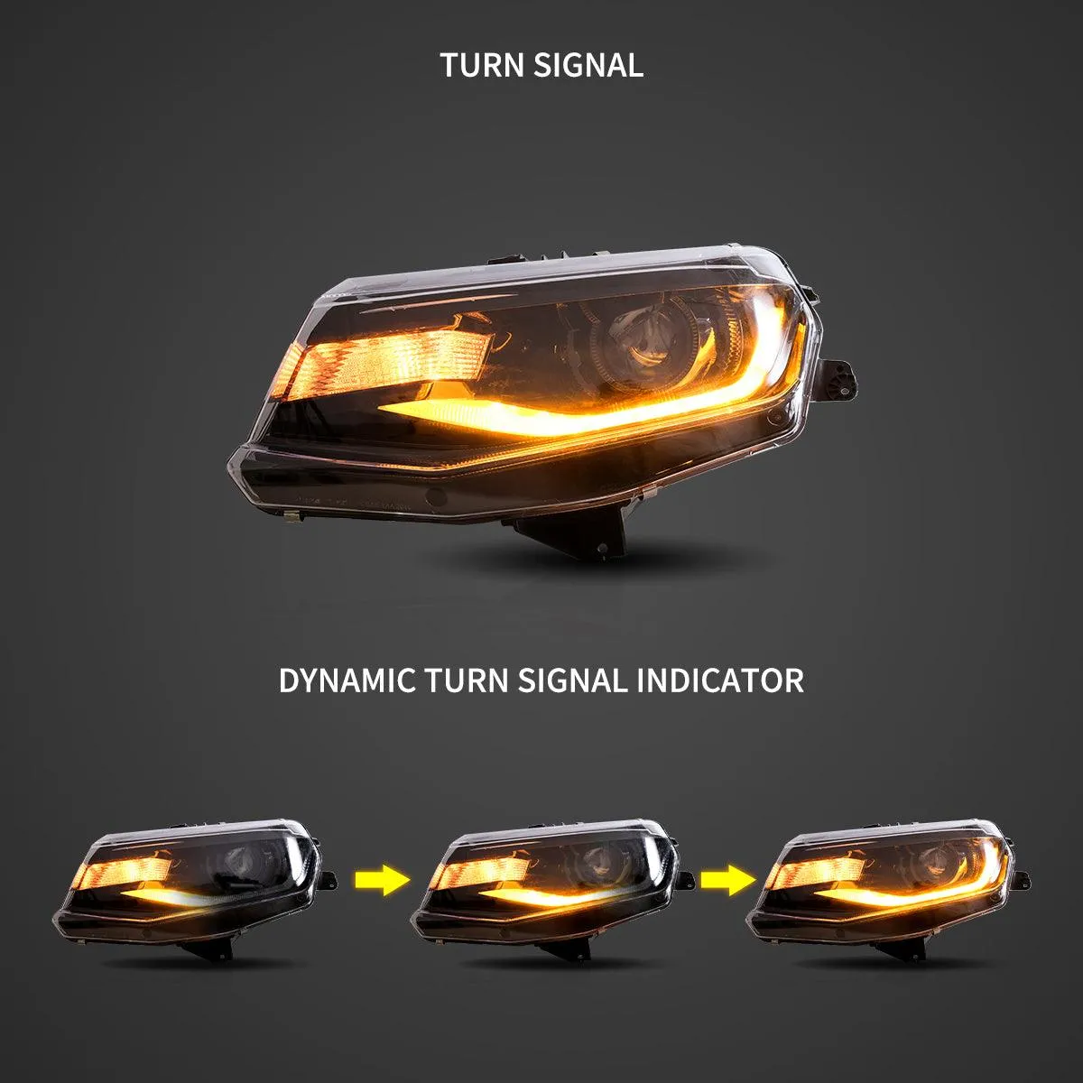 LED Headlight Assembly Dual Beam Projector Black For 2016-2022 Chevrolet Camaro 6th Gen
