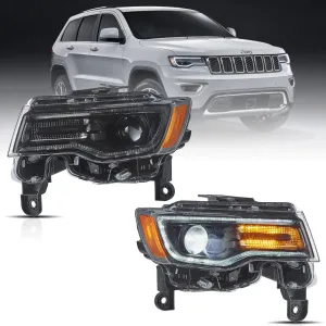 LED Headlight Assembly Full LED With Startup Animation/ Blue DRL For 2014-2022 Jeep Grand Cherokee (WK2）