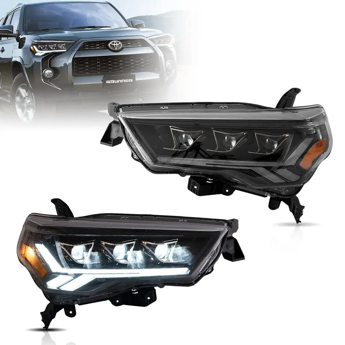 LED Headlight Assembly Matrix Projector Black For 2014-2022 Toyota 4Runner 5th Gen (N280)