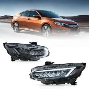 LED Headlight Assembly Reflection Bowl Chrome For 2016-2021 Honda Civic 10th Gen