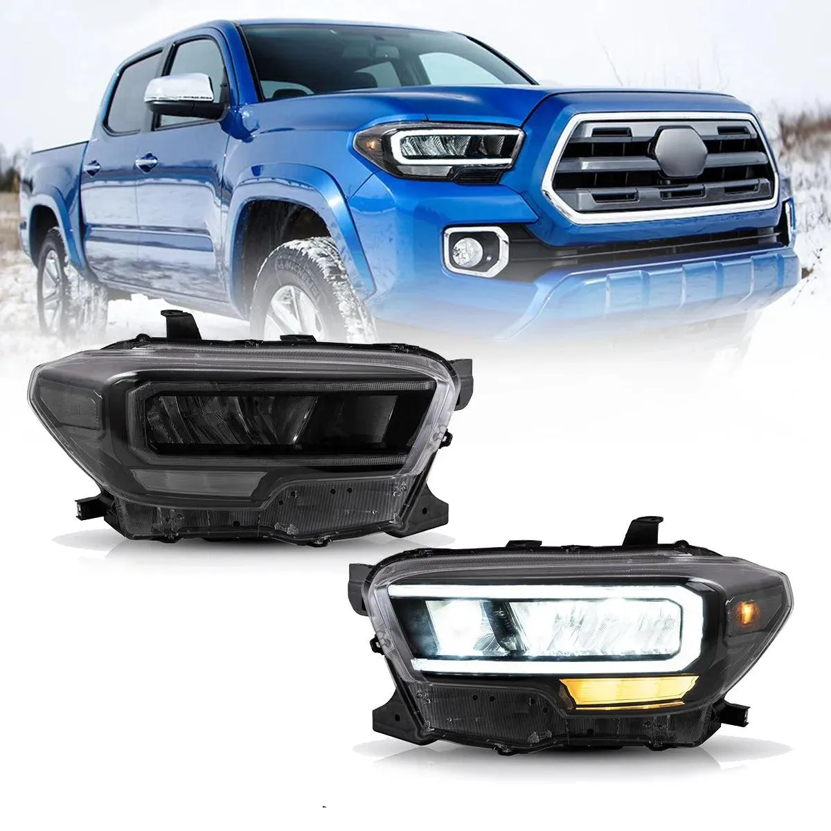 LED Headlight Assembly Reflection Bowl Chrome For 2016-2023 Toyota Tacoma 3th Gen (N300)