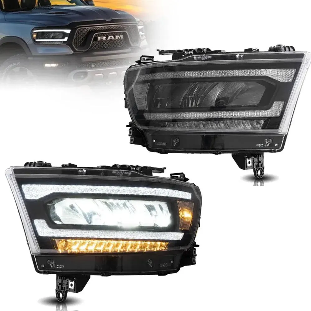 LED Headlight Assembly Reflection Bowl Chrome For 2019-2023 Dodge Ram 1500 5th Gen(DT)