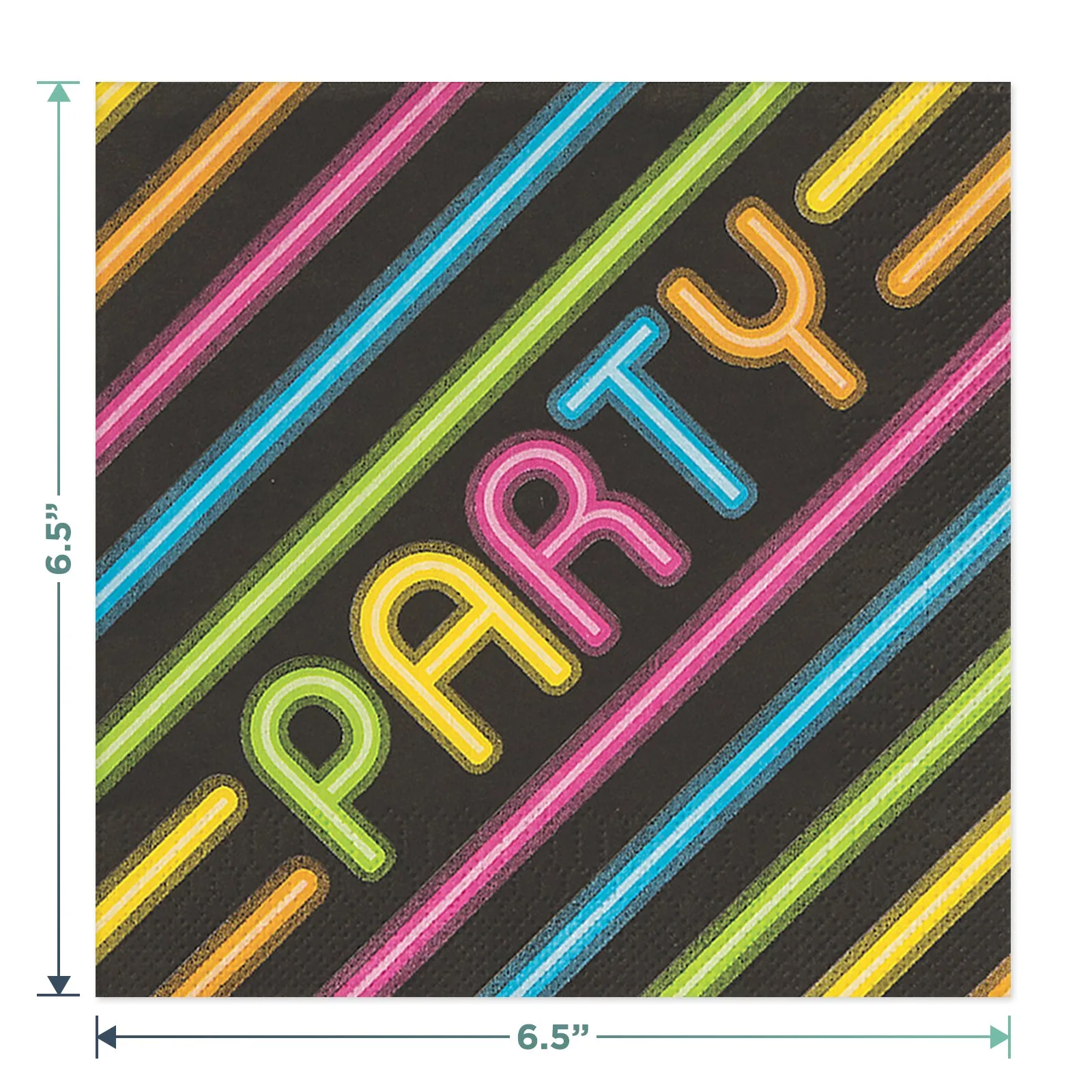Neon Glow Party Paper Dinner Plates and Lunch Napkins (Serves 16)