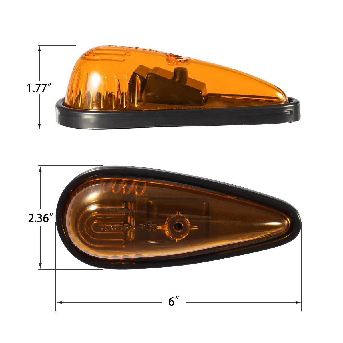 Partsam Amber Teardrop Cab Light 9LED Cab Marker Light 5pcs Front Rear Top Clearance Roof Running Light with Wiring Pack for Trucks, Vans, Pickups, semis and RVs