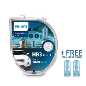 Philips HB3 Crystal Vision Ultra 55W Bulb Set   FREE Park Light