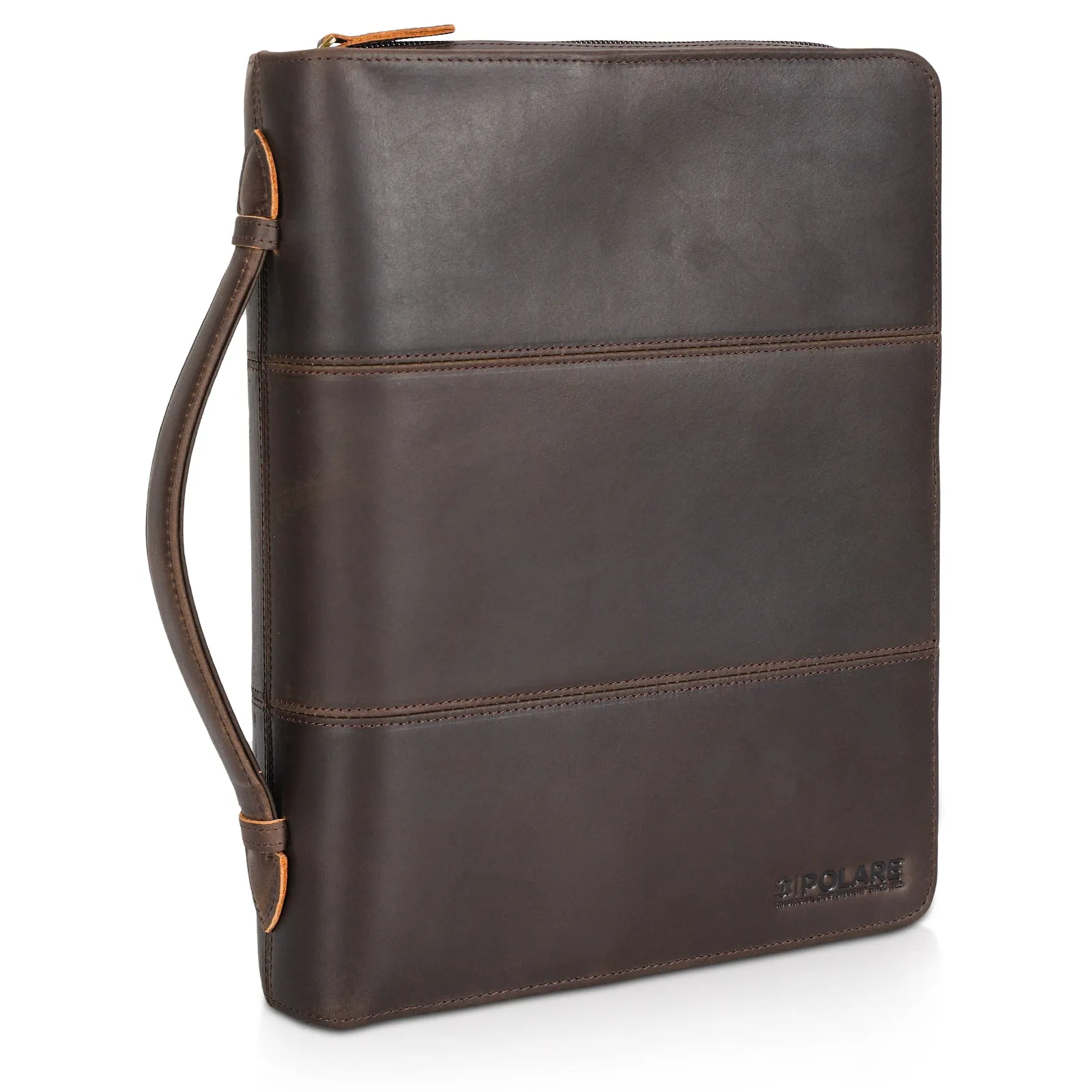 Polare Full Grain Leather Bible Case Book Protective Holder Bible Cover Church Bag Christian Religious Carrying Organizer Portfolio