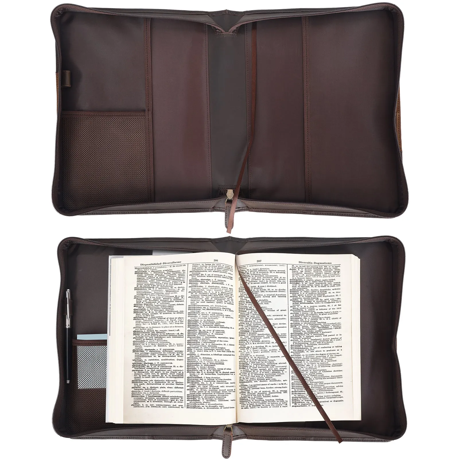 Polare Full Grain Leather Bible Case Book Protective Holder Bible Cover Church Bag Christian Religious Carrying Organizer Portfolio